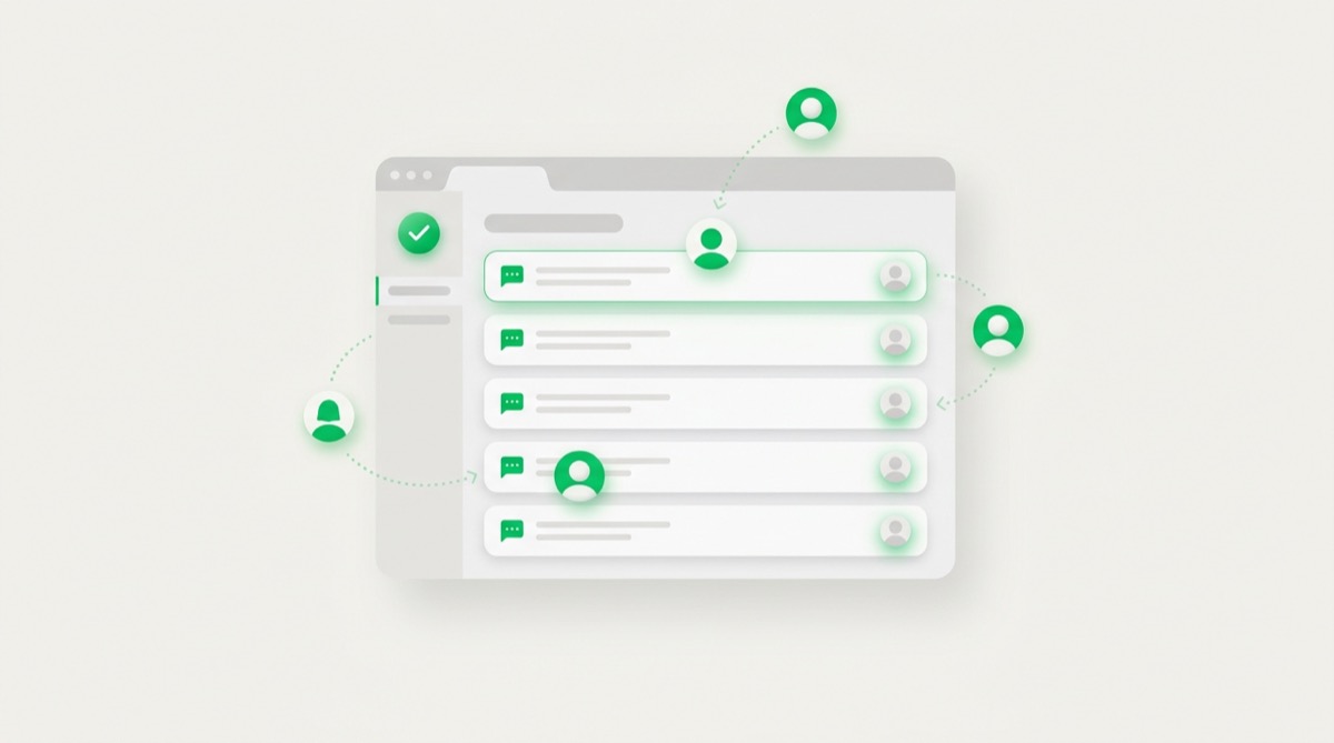 A WhatsApp team inbox dashboard with customer conversations assigned to agents